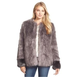 Vera Wang Gray Faux Fur Ombre Cuff Jacket Coat